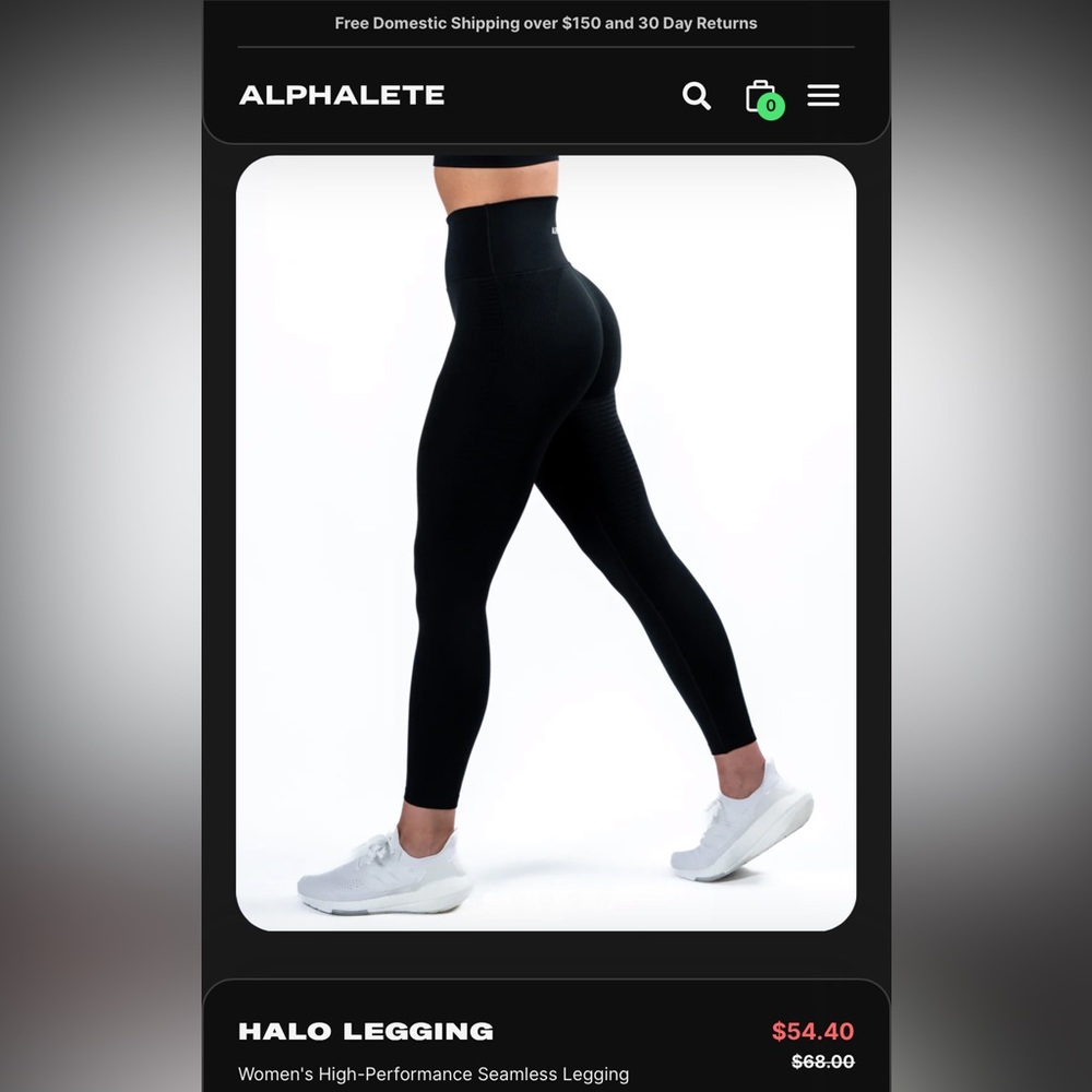 NEW WITH TAG! Alphalete Black Halo legging